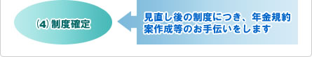 (4)制度確定←見直し後の制度につき、年金規約案作成等のお手伝いをします