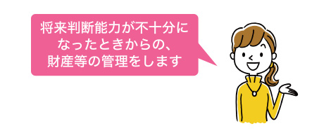 将来判断能力が不十分になったときからの、財産等の管理をします